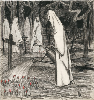 Lot 6411, Auction  111, Kielland, Gabriel, Der Tod gießt Blumen auf dem Friedhof