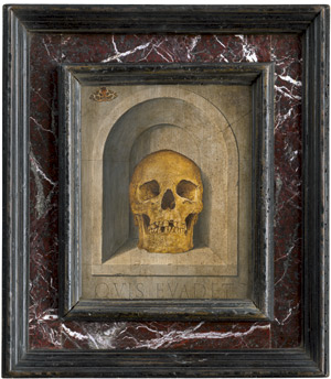 Lot 6417, Auction  111, Memento Mori, Schädel in einer Wandnische mit Falter