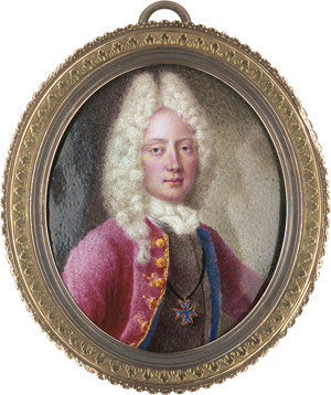 Lot 6809, Auction  111, Genfer Schule, um 1720. Bildnis eines Herrn im roten Rock mit Orden