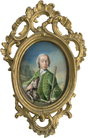Lot 6828, Auction  111, Deutsch, um 1770. Jäger im grünen Rocke mit Flinte und seinem Hund