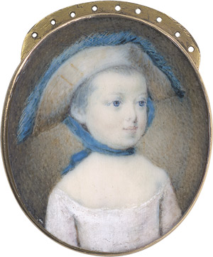 Lot 6845, Auction  111, Englisch, um 1760. Bildnis eines Mädchens mit breitkrempigem Hut mit blauem Pelzbesatz