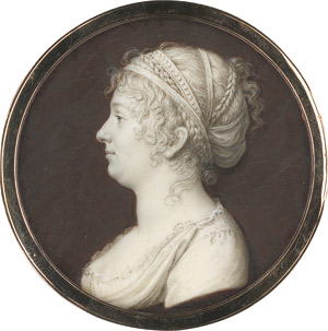 Lot 6874, Auction  111, Französisch, um 1800/05. Bildnis einer Frau im Profil nach links mit Bändern im Haar