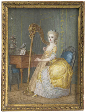 Lot 6930, Auction  111, Französisch, spätes 19. Jh. Salon mit einer Dame beim Spiel der Harfe