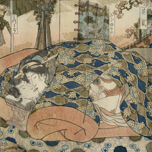 Los 297 - Shunga - ukiyo-e 3 japanischen Farbholzschnitte, darunter ein Shunga - 0 - thumb