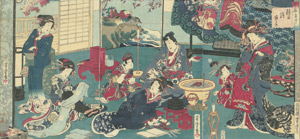 Los 301 - Yoshitora - Stoffbearbeitung. Triptychon mit sieben Damen im Interieur.  - 0 - thumb