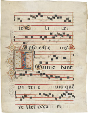 Lot 505, Auction  112, Inuebant patri eius quem vellet vocari eum, Einzelblatt aus einem Antiphonar
