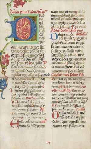 Lot 507, Auction  112, Dominica prima in adventu, Einzelblatt aus einer spätmittelalterlichen Antiphonale-Handschrift