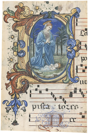 Lot 510, Auction  112, Madonna mit Kind, Initialminiatur "C" einer Antiphonale-Handschrift