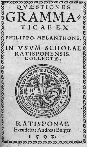 Lot 567, Auction  112, Melanchthon, Philipp, Quaestiones grammaticae in usum scholae Ratisponensis collectae