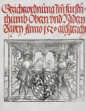 Lot 602, Auction  112, Wilhelm IV., Herzog von Bayern, Gerichtzordnung Jmm Fuerstnthumb Obern und Nidern Bayrn. 4. Ausgabe