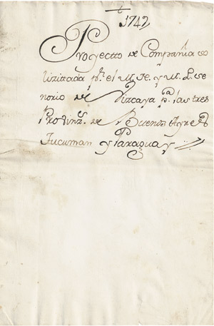 Los 1718 - Proyecto de compañia solicitada - por el Señorio de Vizcaya, para las tres provincias de Buenos Aires - 0 - thumb