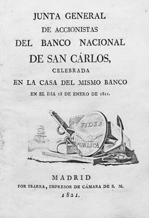 Lot 1731, Auction  112, Banco de San Carlos, Junta general de accionistas del Banco
