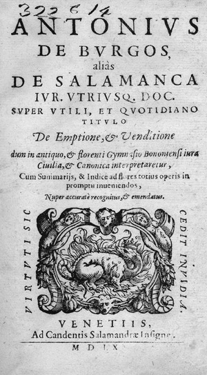 Lot 1756, Auction  112, Burgos, Antonio de, Super utili et quotidiano titulo de emptione & venditione
