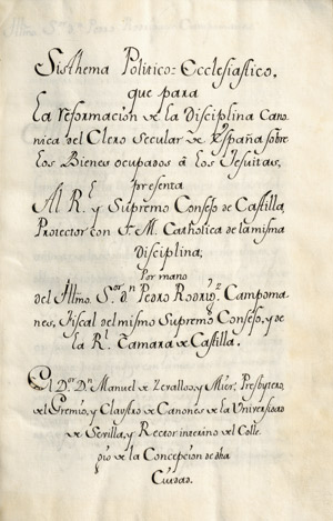 Lot 1770, Auction  112, Campomanes, Pedro Rodríguez, Sisthema Político-Ecclesiastico, que para la reformación 
