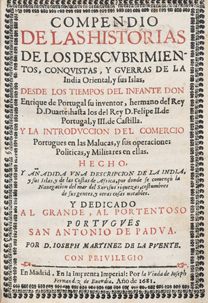 Lot 1929, Auction  112, Martinez de la Puente, José, Compendio de las histórias de los descubrimientos