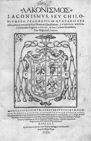 Lot 1938, Auction  112, Mexía y Ponce de León, Luis, de, Laconismus, Seu Chilonium Pro Pragmaticae Qua Panis Precium taxatur 