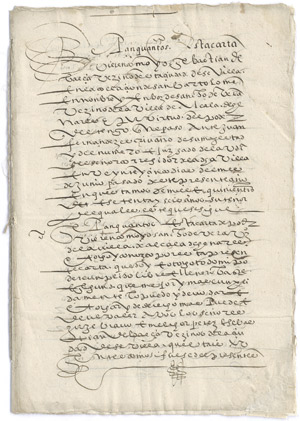 Lot 2014, Auction  112, Bacia, Sebastian de, Negoßios de Yndias. Carta de pago. Spanische Handschrift auf Papier