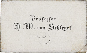 Lot 2447, Auction  112, Schlegel, August Wilhelm von, Billet + Beigaben