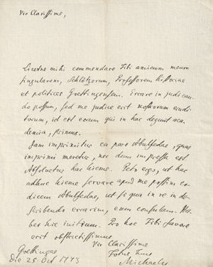Lot 2522, Auction  112, Michaelis, Johann David, Brief 1773