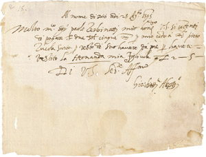 Los 2655 - Aleotti, Giovanni Battista - Signiertes Schriftstück 1595 - 0 - thumb