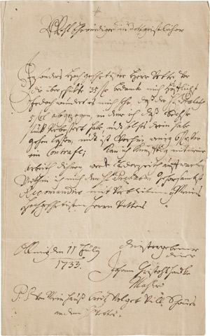 Los 2672 - Handke, Johann Christoph - Brief an Sebastian Paar + Beigabe - 0 - thumb