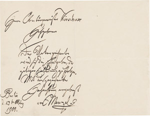 Lot 2683, Auction  112, Menzel, Adolph von, Brief 1900 an den Berliner Oberbürgermeister