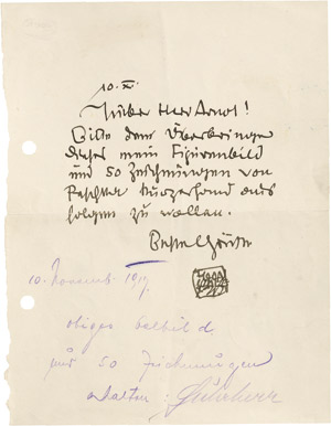 Lot 2693, Auction  112, Schiele, Egon, Billet 1917