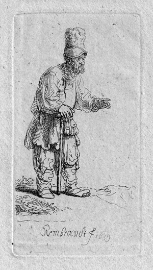 Lot 5196, Auction  112, Rembrandt Harmensz. van Rijn, Bauer mit hoher Mütze, auf einen Stock gelehnt