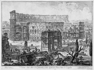 Los 5340 - Piranesi, Giovanni Battista - Veduta dell' Arco di Constantino, e dell' Anfiteatro Flavio detto il Colosseo. - 0 - thumb