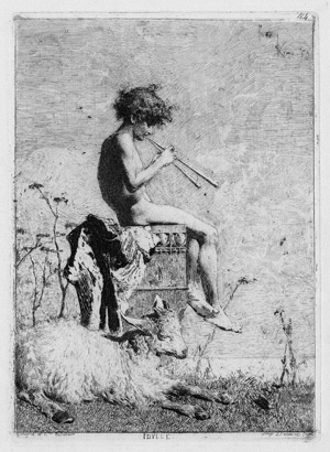 Lot 5454, Auction  112, Fortuny y Marsal, Mariano José Maria Bernardo, "Idylle" - Kleiner Flöte spielender Pan