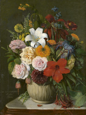 Los 6073 - Cuadra, Manuel de - Blumenstillleben mit Lilie, Amaryllis, Chrysanthemen und Rosen - 0 - thumb