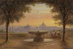 Lot 6080, Auction  112, Brücke, Wilhelm, Blick von der Terrasse des Pincio auf St. Peter in Rom im Abendlicht