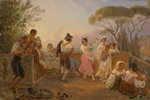 Los 6097 - Zeller, Johann Conrad - Saltarello Tänzerr auf der Terrasse der Villa d'Este in Tivoli - 0 - thumb