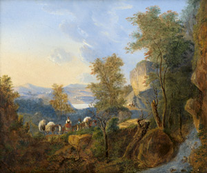 Lot 6114, Auction  112, Deutsch, 19. Jh. Italienische Landschaft mit ziehendem Landvolk