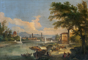 Lot 6124, Auction  112, Signorini, Giovanni, Blick über den Arno auf die Altstadt von Florenz 