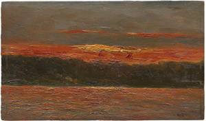 Lot 6174, Auction  112, Schleich, Robert, "Abendrot" - Wolkenstudie mit tiefrotem Abendhimmel über einer Flusslandschaft