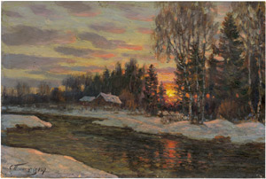 Lot 6183, Auction  112, Platonov, Semyon Sergeevitch, Russische Winterlandschaft im Sonnenuntergang
