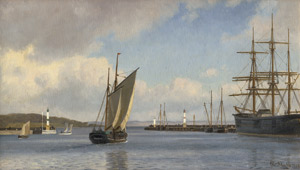 Lot 6188, Auction  112, Blache, Christian Vigilius, Schiffe an der Hafeneinfahrt von Aarhus