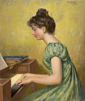 Lot 6202, Auction  112, Brack, Emil, Junge Frau im grünen Kleid am Piano 