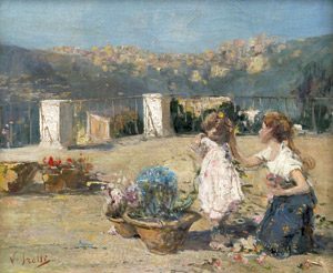 Lot 6221, Auction  112, Irolli, Vincenzo, Auf der Terrasse über Neapel: Mutter mit Kind