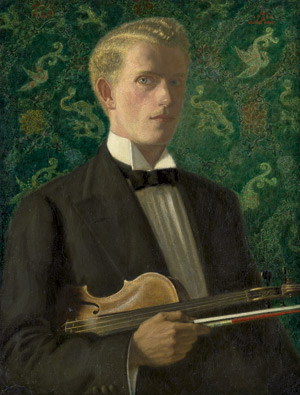 Lot 6243, Auction  112, Gasch, Walther, Violinist vor chinesischem Seidenwandbehang (wohl Selbstportrait des Künstlers)