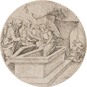 Lot 6423, Auction  112, Nürnberg, 16. Jh. . Die drei Marien am Grab mit einem Engel