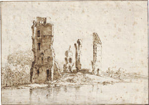 Lot 6434, Auction  112, Niederländisch, 1689. Flusslandschaft mit Ruine