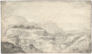 Lot 6437, Auction  112, Schalcken, Cornelis Symonsz. van der, Gebirgslandschaft mit Blick auf eine Stadt