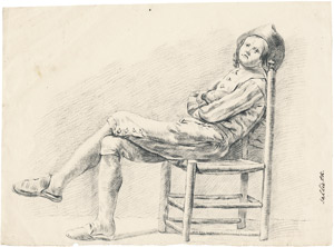 Lot 6483, Auction  112, Sallieth, Matheus de, Junger Kavalier im Streifenhemd auf einem Stuhl sitzend