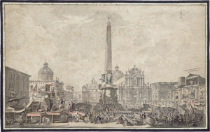 Lot 6493, Auction  112, Desprez, Louis-Jean, Catania: Komödianten auf der Piazza del Obelisco,