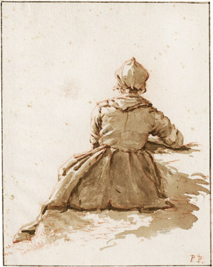 Lot 6515, Auction  112, Praetorius, Pieter Ernst Hendrik, Sitzende Frau mit Haube in Rückenansicht