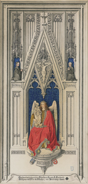 Los 6530 - Hoffstadt, Friedrich - Allegorie der Skulptur in einem neogotischen Wandaufbau mit Kruzifix und den knieenden Brüdern Eberhard als Assistenzfiguren - 0 - thumb
