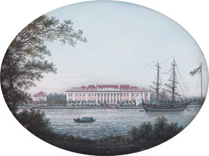 Lot 6570, Auction  112, Monogrammist WB, um 1800. Blick auf den Palast der Steinernen Insel (Kamenny Ostrova)  in Sankt Petersburg