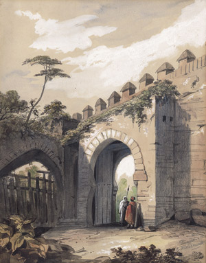 Lot 6575, Auction  112, Hildebrandt, Eduard - nach, Das Bab el Assa-Tor in Tanger von der Kasbah aus gesehen Richtung Altstadt